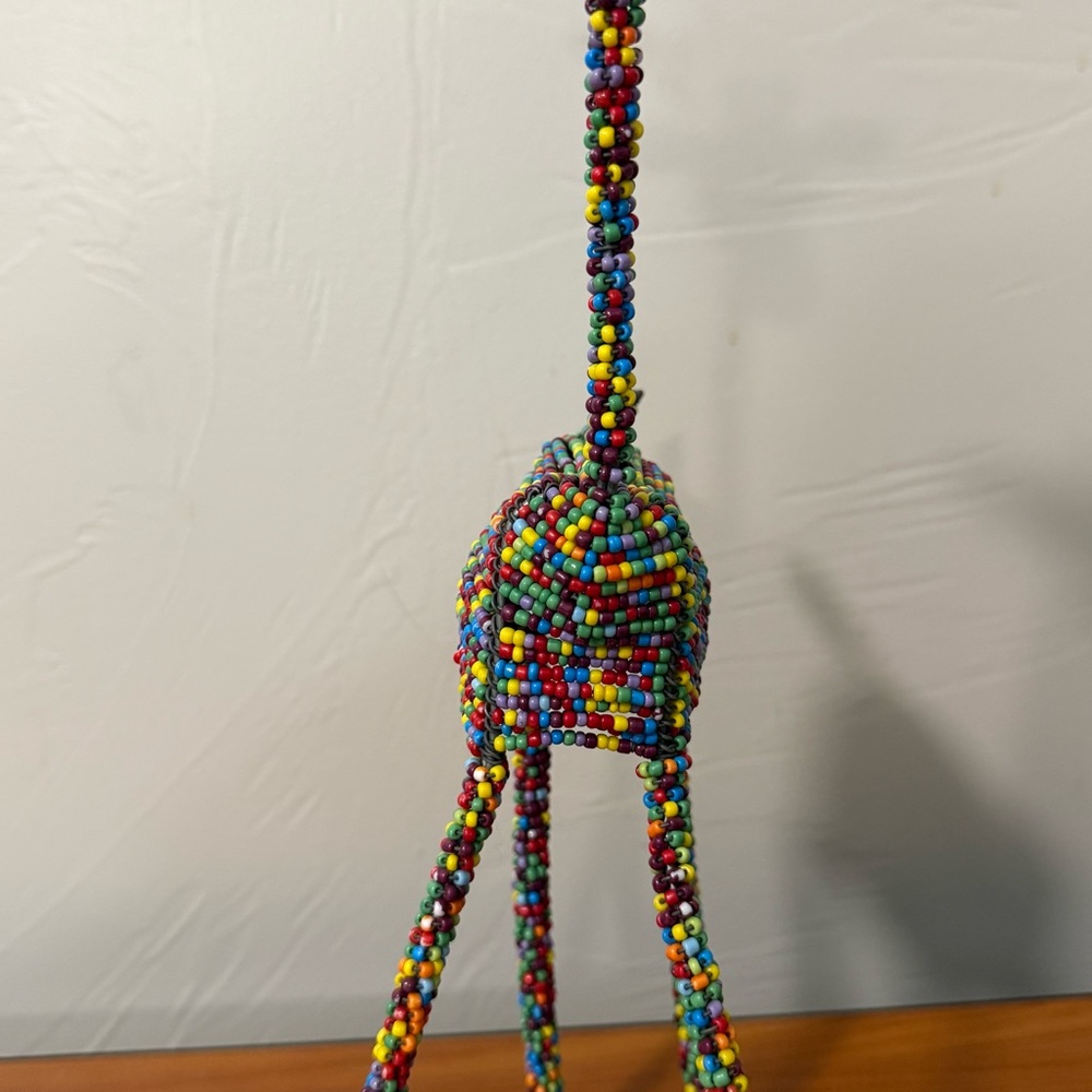 Handcrafted Color Beaded Wire African Sculpture Decoration 13" H Unique Abstract - Picture 4 of 7